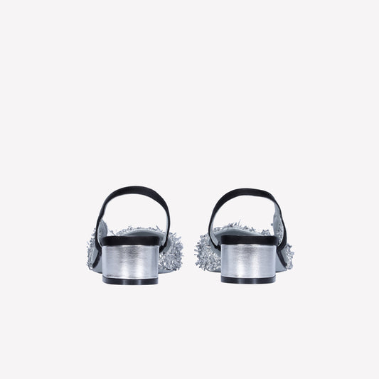 SLINGBACK IN TESSUTO LUREX SILVER ACANTO - Argento | Roberto Festa