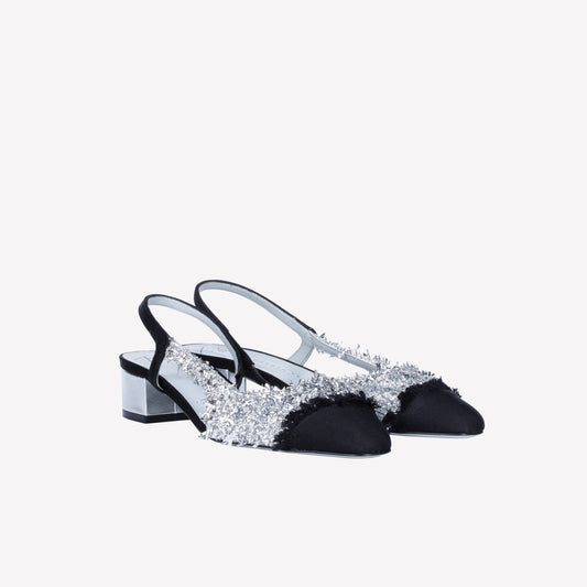 SLINGBACK IN TESSUTO LUREX SILVER ACANTO - Spring Summer Preview | Roberto Festa