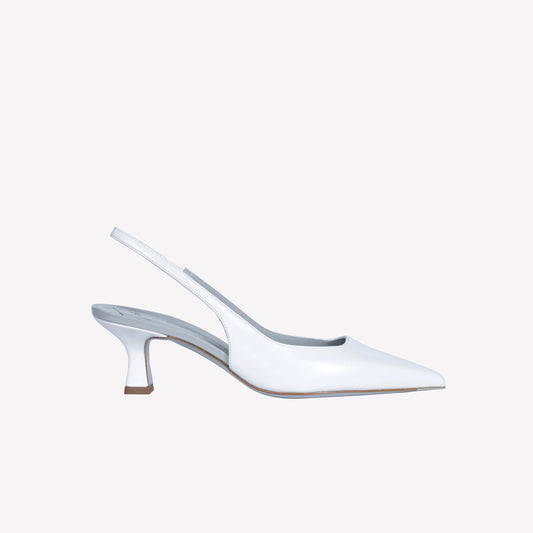 SLINGBACK IN PELLE COLOR BIANCO CON DETTAGLI ICE ARABEL - NO DISCOUNT | Roberto Festa