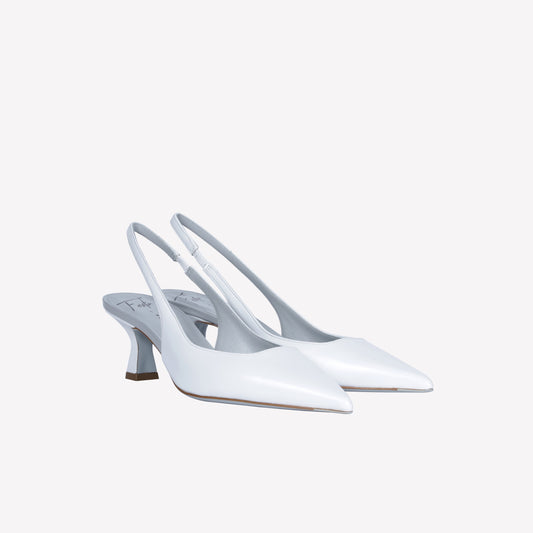 SLINGBACK IN PELLE COLOR BIANCO CON DETTAGLI ICE ARABEL - NO DISCOUNT | Roberto Festa