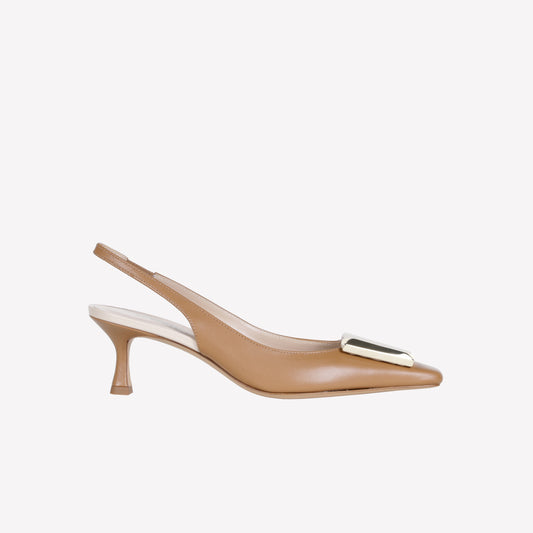 SLINGBACK IN NAPPA BICOLORE NUDE CON ACCESSORIO ARIENNE - Scarpe Donna: Calzature eleganti