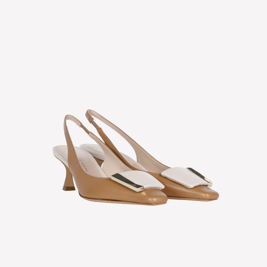 SLINGBACK IN NAPPA BICOLORE NUDE CON ACCESSORIO ARIENNE - Scarpe Donna: Calzature eleganti