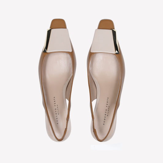 SLINGBACK IN NAPPA BICOLORE NUDE CON ACCESSORIO ARIENNE - Nude | Roberto Festa