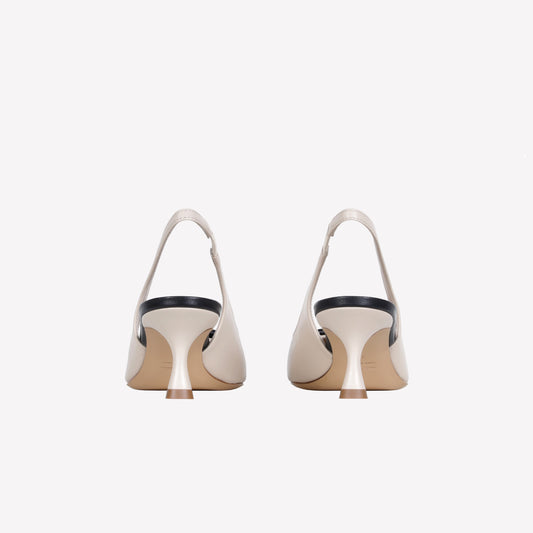 SLINGBACK IN NAPPA BICOLORE BIANCO CON ACCESSORIO ARIENNE - Bianco | Roberto Festa