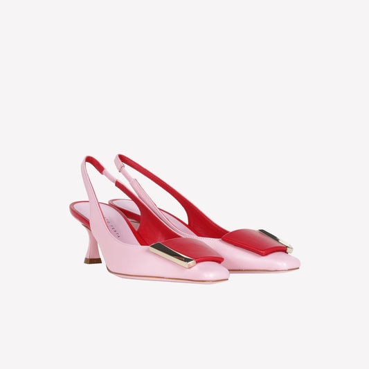 SLINGBACK IN NAPPA BICOLORE ROSA CON ACCESSORIO ARIENNE - Scarpe Donna: Calzature eleganti