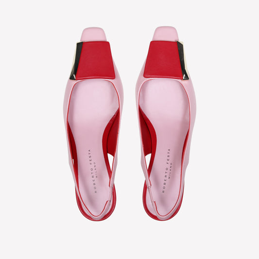 SLINGBACK IN NAPPA BICOLORE ROSA CON ACCESSORIO ARIENNE - Rosa | Roberto Festa