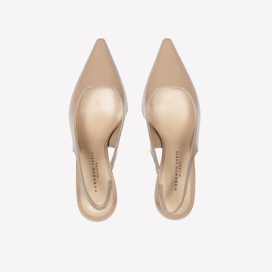 SLINGBACK IN VITELLO PHARD ASHLIN - Beige | Roberto Festa