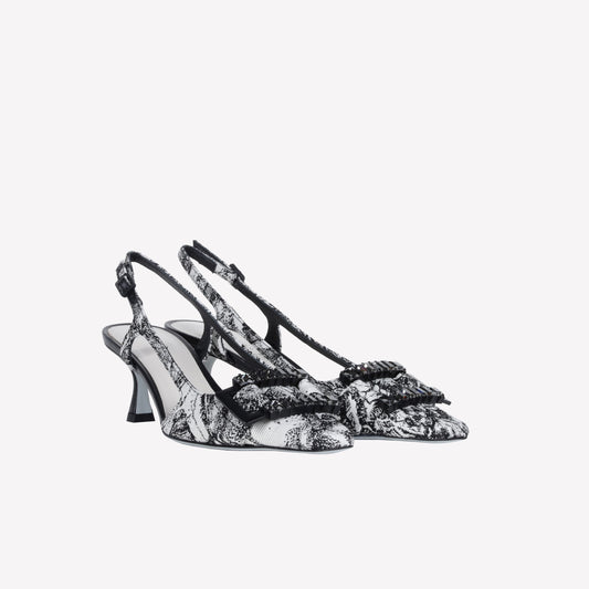 SLINGBACK IN TESSUTO JACQUARD CON ACCESSORIO BAGUETTE ATENA - Spring Summer Preview | Roberto Festa