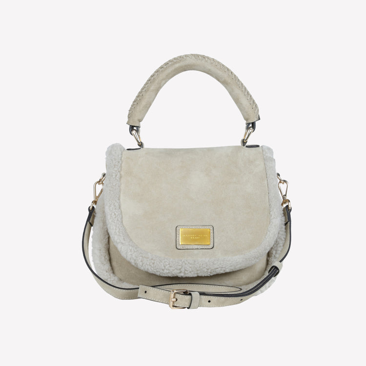 Roberto Festa BORSA CON MANICO IN CAMOSCIO COLOR LIGHT TAUPE CON RIPORTI IN MONTONE TAUPE VIBE