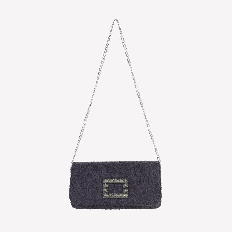 Roberto Festa BORSA IN BOUCLE NERO CON ACCESSORIO STRASS CAPRI LUX