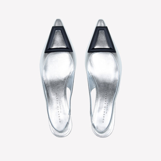 SLINGBACK IN LUXOR CON FIBBIA GOMMATA DORIEN - Argento | Roberto Festa