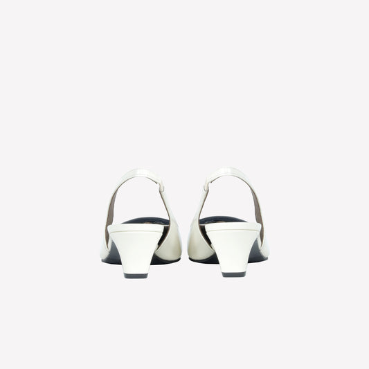 SLINGBACK IN VITELLO SPAZZOLATO OFF WHITE CON FIBBIA GOMMATA DORIEN - Bianco | Roberto Festa