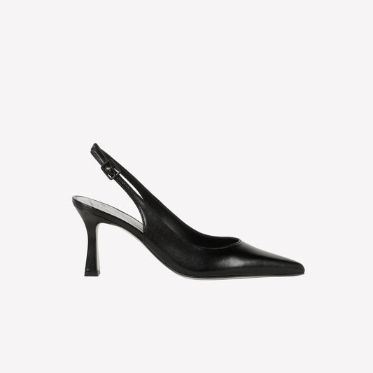 SLINGBACK IN PELLE NERA CON TACCO MEDIO FRANS - Nero | Roberto Festa