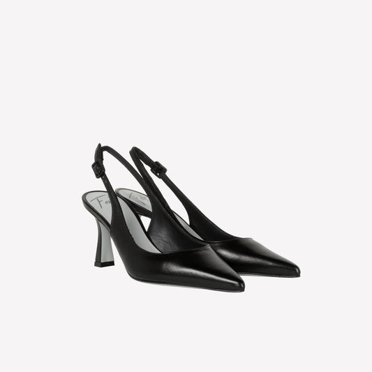 SLINGBACK IN PELLE NERA CON TACCO MEDIO FRANS - Spring Summer Preview | Roberto Festa