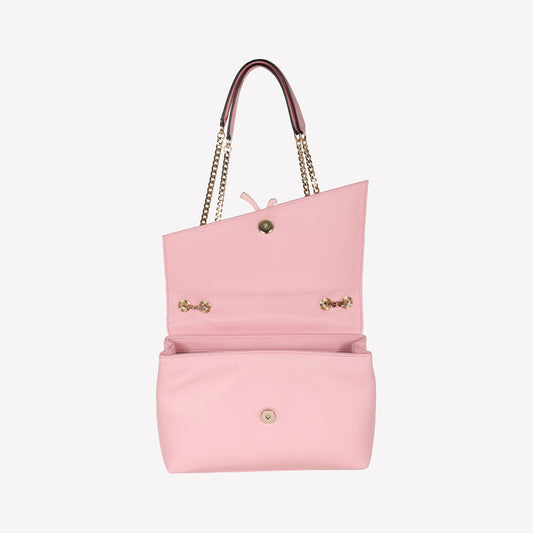 BORSA A SPALLA FLAP ASIMMETRICA IN PELLE ROSA CON ACCESSORIO LACCATO GIORGIA - Rosa | Roberto Festa