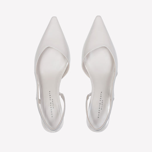 SLINGBACK IN SPAZZOLATO BIANCO GLADY - White | Roberto Festa