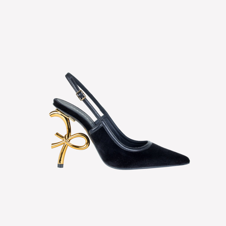 Roberto Festa SLINGBACK IN VELLUTO CON TACCO SCULTURA LOGO SANDY