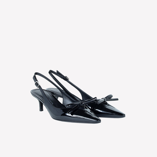 SLINGBACK IN VERNICE NERA CON FIOCCHETTO SENYA - NO DISCOUNT | Roberto Festa