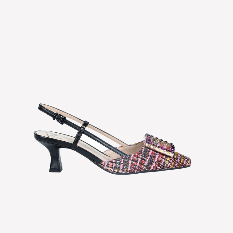 Roberto Festa slingback in pave multicolor e accessorio strass stefy