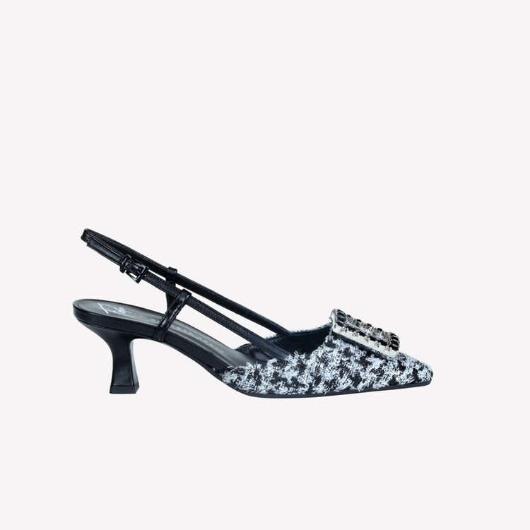 Roberto Festa slingback in poule nero e accessorio strass stefy